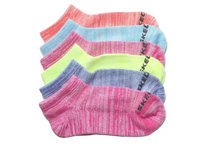 Skechers Comfort Space Dye Kids' No Show Socks 6 Pack In Multi