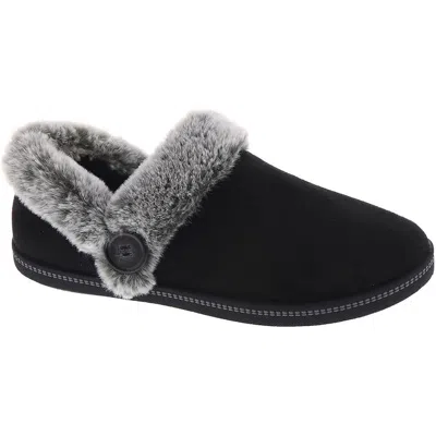 Skechers Cozy Campfire Womens Faux Fur Lined Bootie Slippers In Black