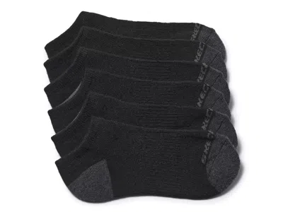 Skechers Cushioned Sport Kids' No Show Socks 6 Pack In Black