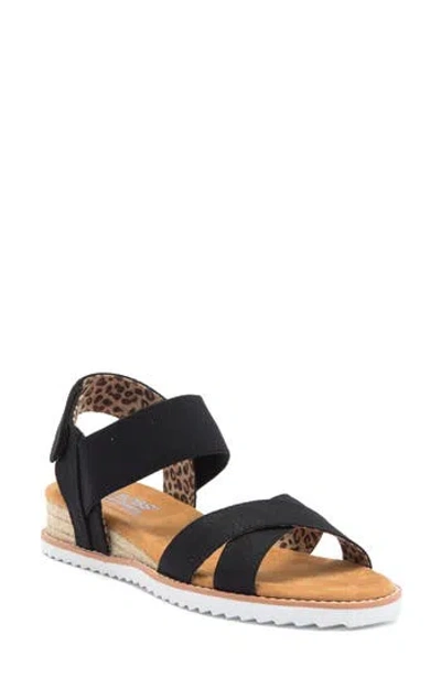 Skechers Desert Kiss Wedge Sandal In Black