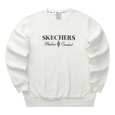 Skechers Diamond Series Letter Printed Crew Sweater 'white Black' In White/black