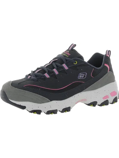 Skechers D'lites - Bold Views Womens Leather Memory Foam Running Shoes In Grey