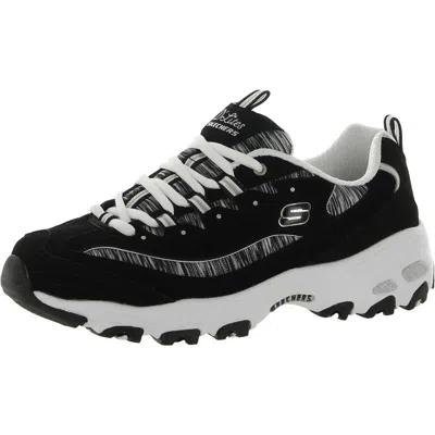 Skechers D'lites - Interlude Womens Suede Glitter Athletic And Training Shoes In Black