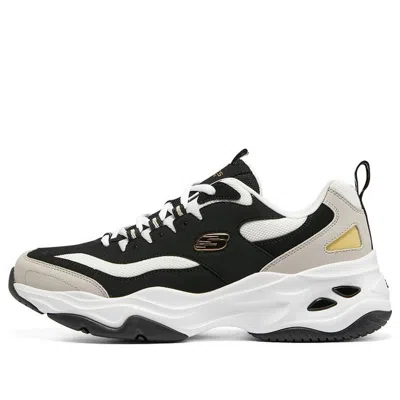 Skechers Dlites 4.0 'black Gold Multicolor' In White