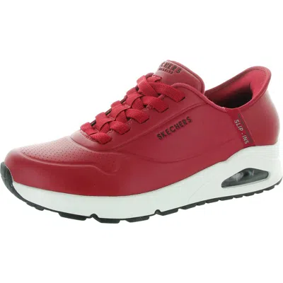 Skechers Easy-air Mens Cushioned Footbed Faux Leather Running & Training Shoes In Red