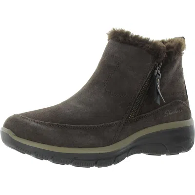 Skechers Easy Going-cool Zip Womens Zipper Suede Winter & Snow Boots In Gold