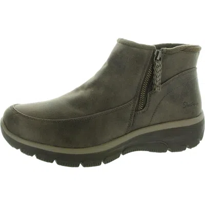Skechers Easy Going Womens Faux Fur Lined Nubuck Booties In Gold