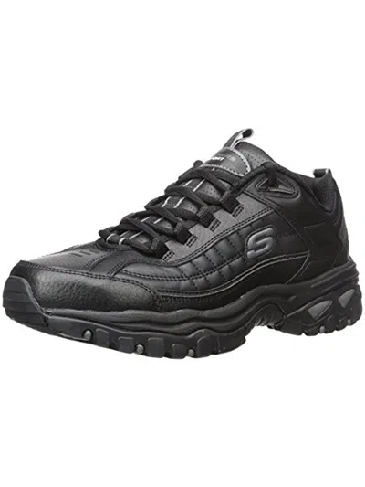 Skechers Energy-after Burn Mens Leather Sport Running, Cross Training Shoes In Black