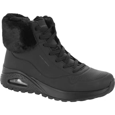 Skechers Fall Air Womens Faux Fur Lined Cold Weather Booties In Black