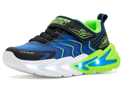 Skechers Flex-glow Ultra 400141l (little Kid/big Kid) Boy's Shoes Black/blue/lime : 12.5 Little Kid M, Textil