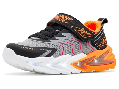 Skechers Flex-glow Ultra 400141l (little Kid/big Kid) Boy's Shoes Black/charcoal : 2 Little Kid M, Textile In Multi