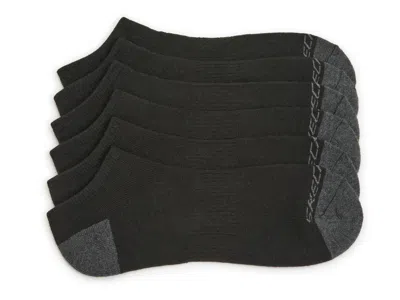 Skechers Fully Terry No Show Socks 6 Pack In Black