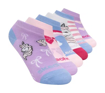 Skechers Girl's 6 Pack Unicorn Bow Socks In Multi