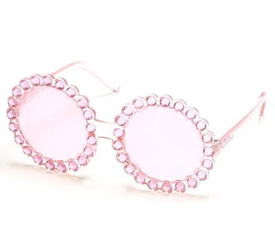 Skechers Girl's Round Rhinestone Sunglasses In Pink