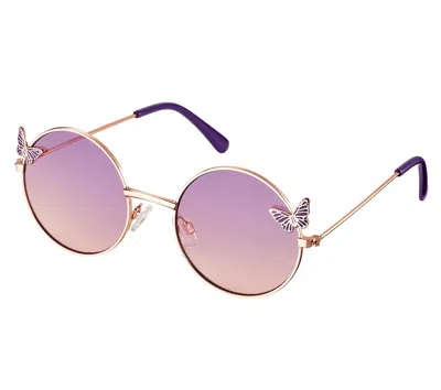 Skechers Girl's Round Shiny Sunglasses In Rosegold
