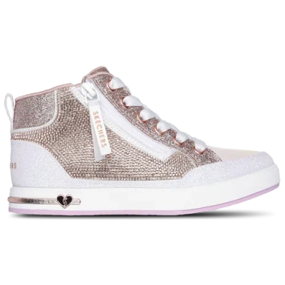 Skechers Kids' Girls Preschool   Shoutouts Lace Up Ombre Rhinestone In White/gold