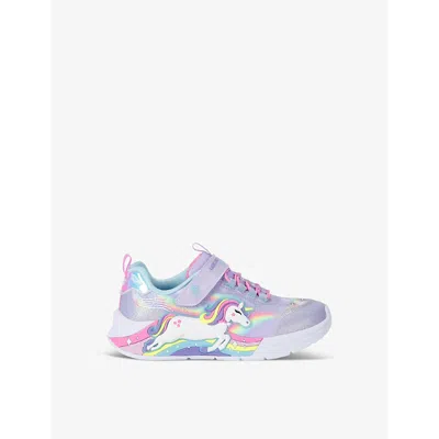 SKECHERS UNICORN CHASER LIGHT-UP WOVEN LOW-TOP TRAINERS PURPLE EUR 32 / 13 UK