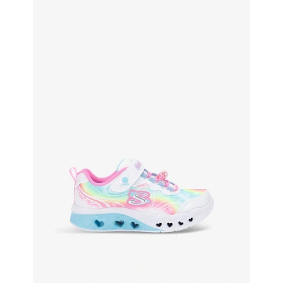 Skechers Kids' Flutter Heart Light-up Woven Low-top Trainers 4-10 Years In White/multi