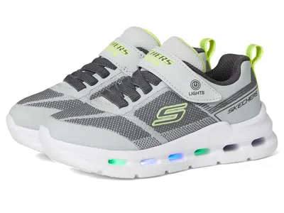 Skechers Glide-step Lights 400240l (little Kid/big Kid) Boy's Shoes Grey/lime : 2 Little Kid M, Synthetic In White
