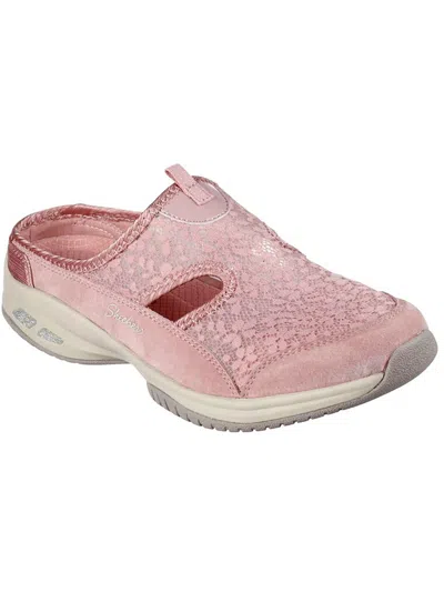 Skechers Glimmer Bloom Womens Suede Lifestyle Slip-on Sneakers In Pink