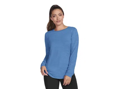 Skechers Go Dri Swift Tunic Crew Long Sleeve Shirt In Blue