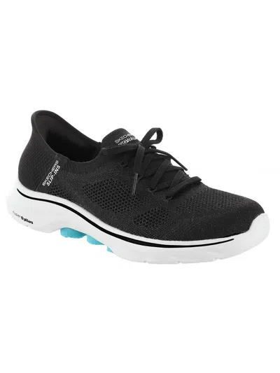 Skechers Go Walk 7 Womens Lifestyle Memory Foam Slip-on Sneakers In Black