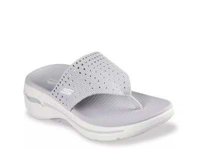 Skechers Go Walk Arch Fit Glam Wedge Sandal In Gray