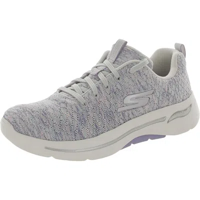 Skechers Go Walk Arch Fit Glee Womens Knit Performance Walking Shoes In Gray