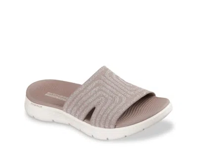 Skechers Go Walk Flex Stardust Slide Sandal In Brown