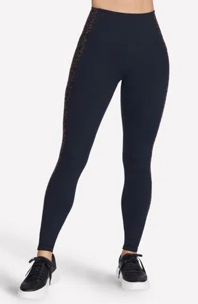 Skechers Go Walk® Full Length High-waisted Cheetah Print Pocket Leggings In Black