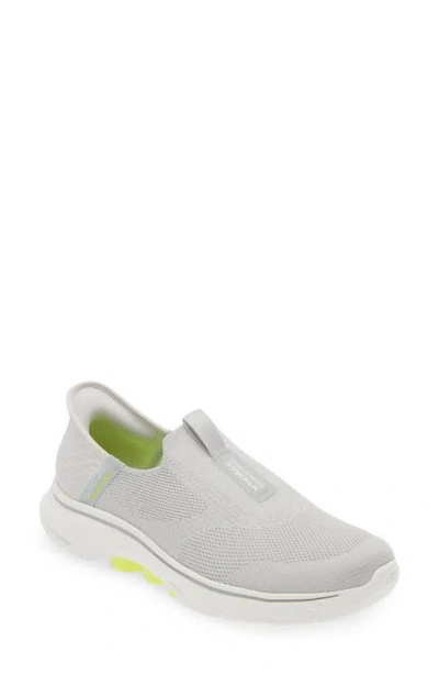 Skechers Go Walk Slip-on Sneaker In Gray/ Yellow