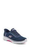 Skechers Go Walk Slip-on Sneaker In Navy/pink