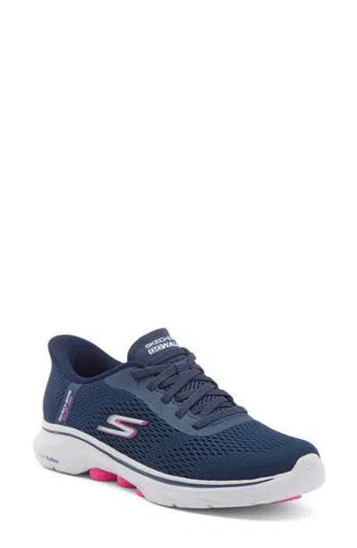 Skechers Go Walk Slip-on Sneaker In Navy/pink