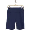 Skechers Goflex Ribbed High Waist Pocket Bike Shorts In Navy