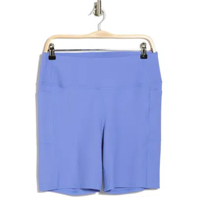 Skechers Goflex Ribbed High Waist Pocket Bike Shorts In Periwinkle