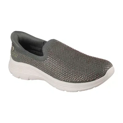 Skechers Hands Free Slip-ins Martha Stewart Bedford Genuine Gem Womens Slip-on Walking Shoes In Gray