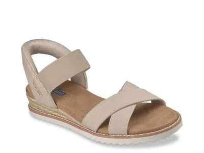 Skechers Hands Free Slipins Bobs Desert Kiss Golden Lily Wedge Sandal In Brown