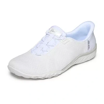 Skechers Hands Free Slip-ins Breathe-easy Knitty Waves Womens Almond Closed Toe Slip-on Shoe In White