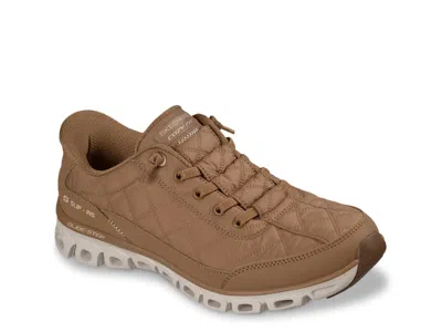 Skechers Hands Free Slipins Glidestep Cozy Fit At Ease Sneaker In Brown