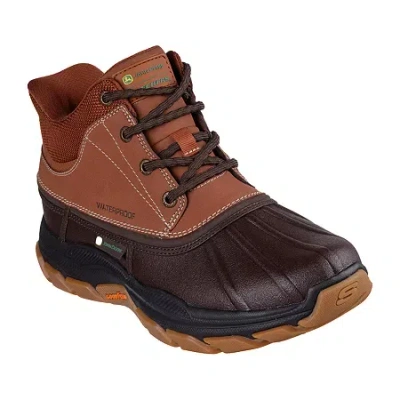 Skechers Hands Free Slip-ins Mens John Deere Swamper Duck Waterproof Slip Resistant Flat Heel Rain Boots In Brown