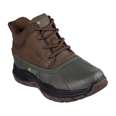 Skechers Hands Free Slip-ins Mens John Deere Swamper Duck Waterproof Slip Resistant Flat Heel Rain Boots In Brown