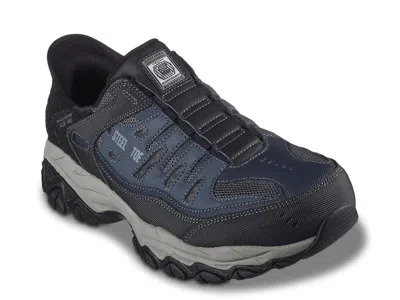 Skechers Hands Free Slipins Work Cankton Faison Steel Toe Work Sneaker In Blue