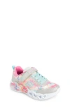 Skechers Infinite Heart Lights Light-up Sneaker In Silver/multi