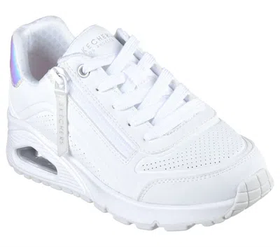 Skechers Kid's Uno Gen1 Zippered Lace Sneakers In White