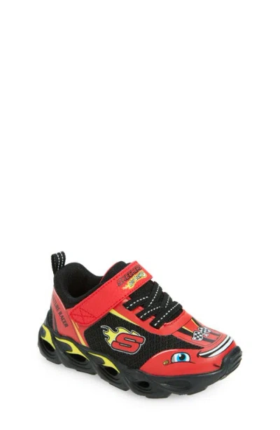 Skechers Kids' Hot Lights® Thermo-flash Wheel Buddies Sneaker In Red/black