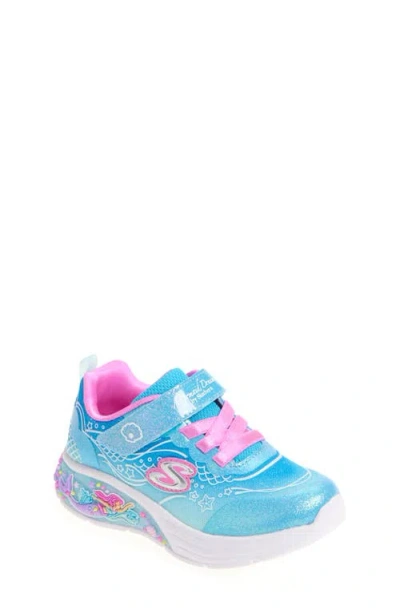 Skechers Kids' My Dreamers Lil Mermaid Light-up Sneaker In Blue/multi