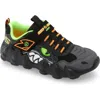 Skechers Kids' Skech-o-saurus Light-up Sneaker In Black/ Lime