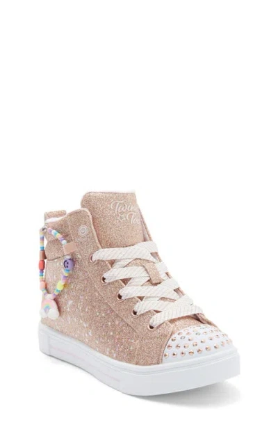 Skechers Kids' Twinkle Sparks Light-up Glitter High Top Sneaker In Gold
