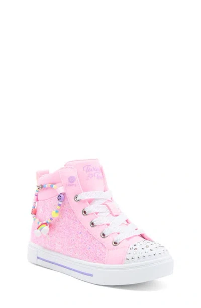 Skechers Kids' Twinkle Sparks Light-up Glitter High Top Sneaker In Pink