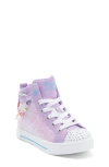 Skechers Kids' Twinkle Sparks Light-up Glitter High Top Sneaker In Purple